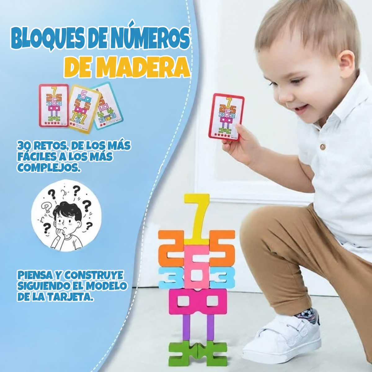 Números Montessori Apilables de Madera – Juego Educativo +2 años