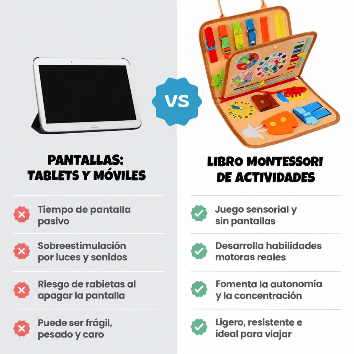 Kinderboard - Libro de desarollo sensorial Montessori