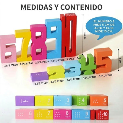 Números Montessori Apilables de Madera – Juego Educativo +2 años